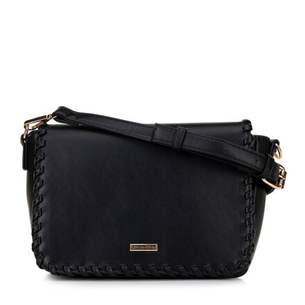 Damska crossbody z obszytą klapą czarna 100-4Y-235-1