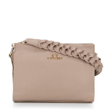Dámska crossbody kabelka s pletenou rúčkou, béžová 99-4E-011-99