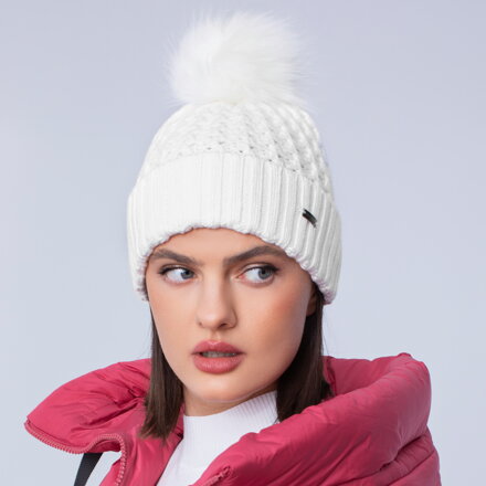 Damska czapka o splocie w drobny wzór 97-HF-105-0