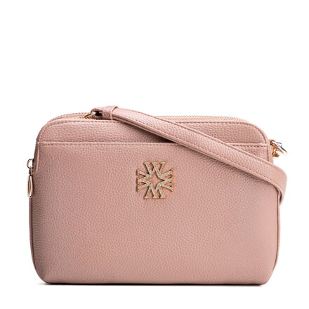 Dámska crossbody kabelka zo syntetickej kože s tromi komorami ružová 29-4Y-016-B55