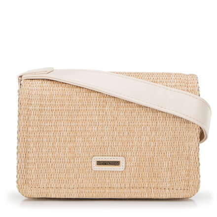 Damska crossbody z plecionki beżowo - kremowa 100-4Y-405-90