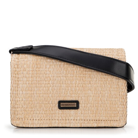 Damska crossbody z plecionki beżowo - czarna 100-4Y-405-91