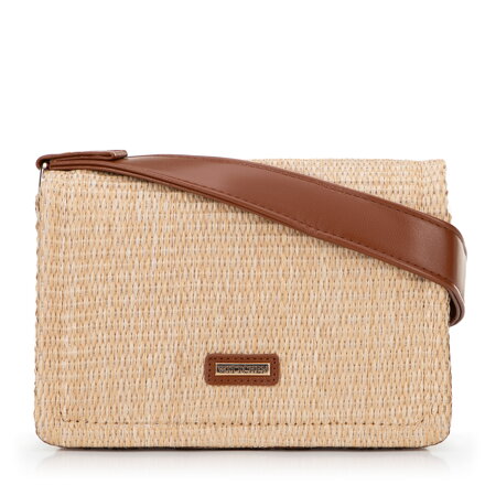Damska crossbody z plecionki beżowo - brązowa 100-4Y-405-95