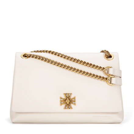 Damska listonoszka ze skóry naturalnej na łańcuszku kremowa 101-4E-606-0