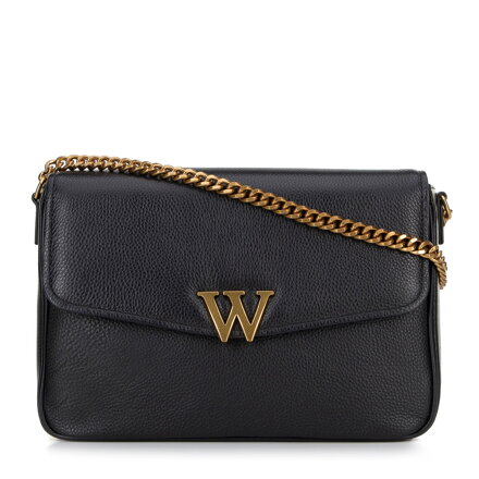 Dámska kožená crossbody s ozdobnou sponou čierna 100-4E-213-1