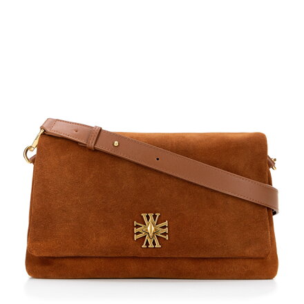 Damska listonoszka ze skóry zamszowej jasny brąz 101-4E-619-5