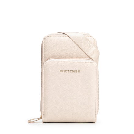 Damska minitorebka na telefon z imitacji skóry kremowa 102-2Y-413-0
