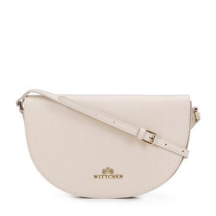 Damska saddle bag z groszkowanej skóry kremowa 29-4E-022-0