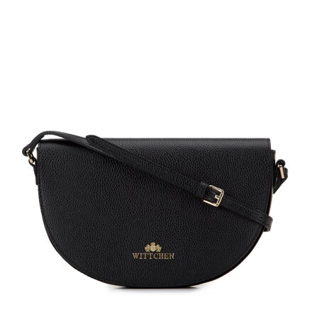 Damska saddle bag z groszkowanej skóry czarno-złota 29-4E-022-1G