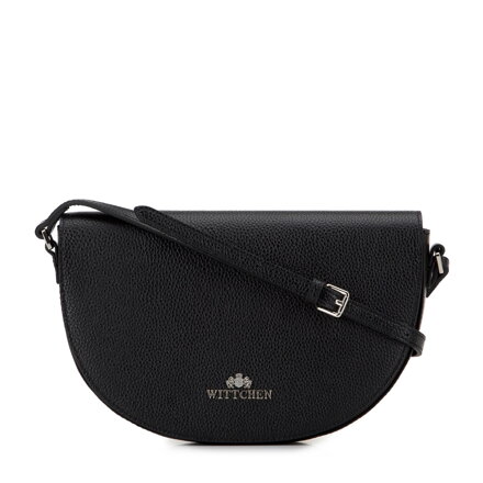 Damska saddle bag z groszkowanej skóry czarno-srebrna 29-4E-022-1S