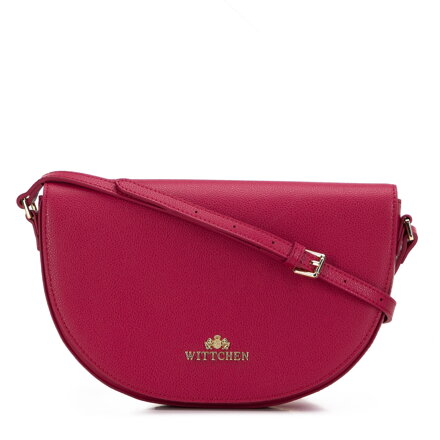 Damska saddle bag z groszkowanej skóry prosta różowa 29-4E-024-P