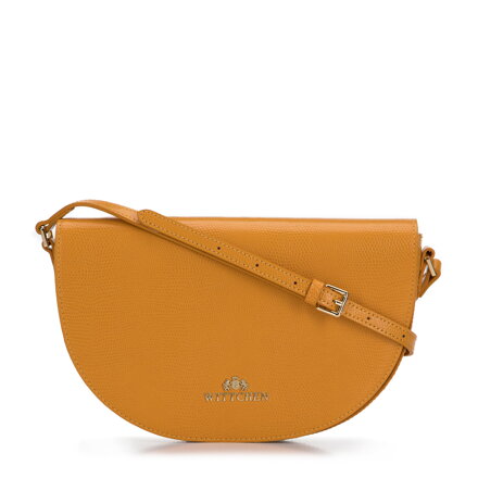 Damska saddle bag ze skóry o fakturze lizard żółta 29-4E-023-Y