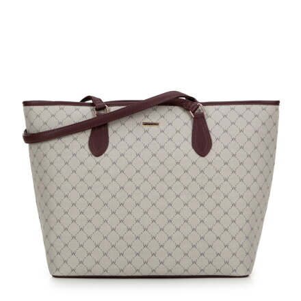 Dámska shopper kabelka s monogramom, sivá a bordová 99-4Y-503-9
