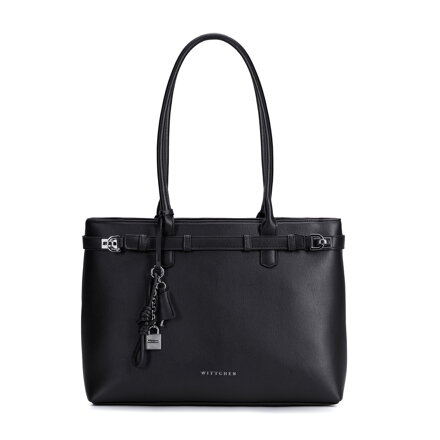Čierna shopper kabelka Wittchen so striebornými detailmi 104-4Y-508-111