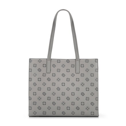 Damska shopperka z ekoskóry w tłoczoną sygnaturę szara 101-4Y-P04-8