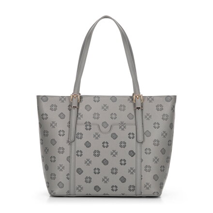 Damska shopperka z imitacji skóry w tłoczenie szara 101-4Y-P05-8