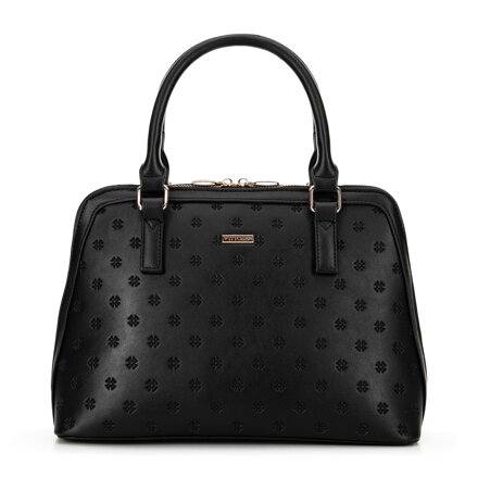 Dámska shopper kabelka s reliéfnym monogramom na prednej strane čierna 99-4Y-233-1