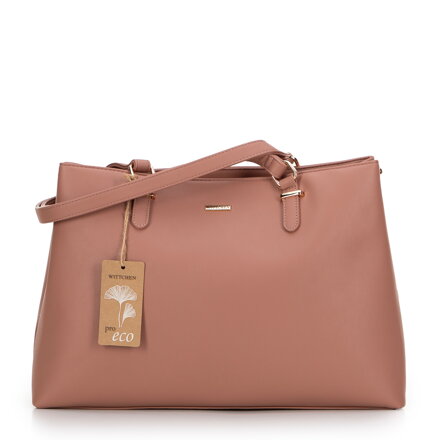 Dámska shopper kabelka z ekokože, dvojpriehradková, ružová 99-4Y-214-P