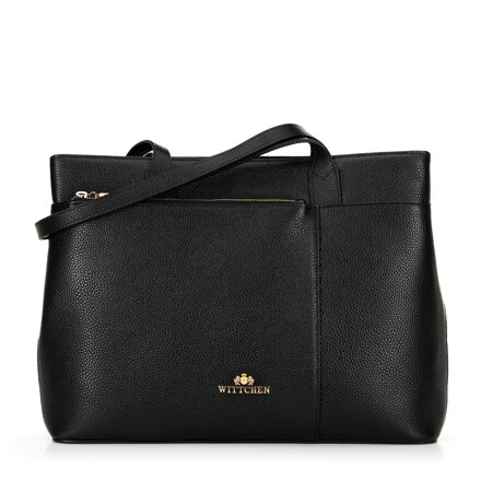 Dámska shopper kabelka z jemnej kože, čierna 29-4E-628-G1