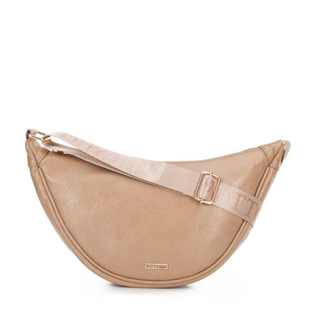 Damska torebka crossbody na szerokim pasku beżowa 100-4Y-421-9