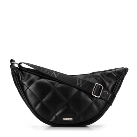 Damska torebka crossbody w geometryczne przeszycia czarno - srebrna 100-4Y-422-1S