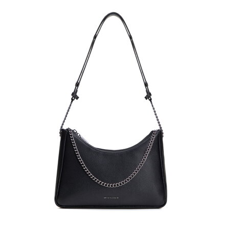 Dámska bagetová kabelka z kože, čierna a grafitová 100-4E-606-G1