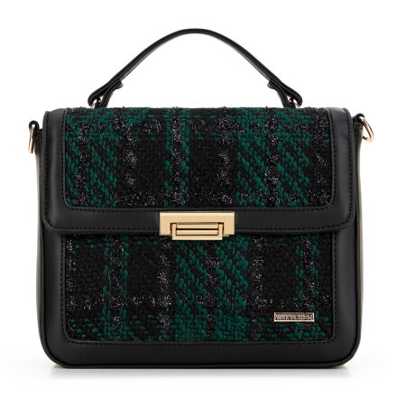Dámska Crossbody kabelka z buklé látky čierna a zelená 99-4Y-410-1Z