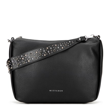 Damska torebka na ramię z ekoskóry z dżetami czarna 101-4Y-706-1