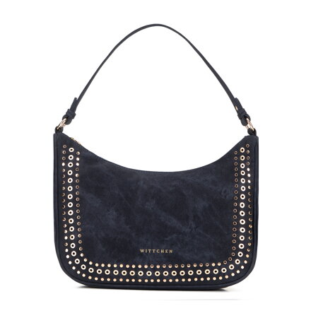 Damska torebka na ramię z ozdobnymi dżetami granatowa 101-4Y-713-7
