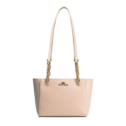 Dámska kožená kabelka cez rameno béžová 100-4E-604-9