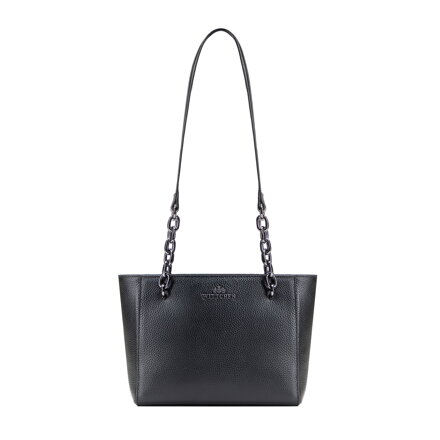 Dámska kabelka cez rameno čierna a grafitová koža 100-4E-604-G1