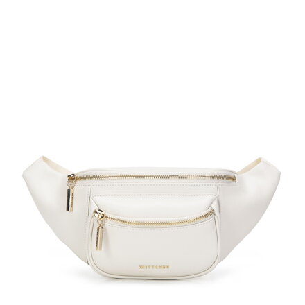 Damska torebka nerka skórzana z kieszenią kremowa 95-4E-608-0