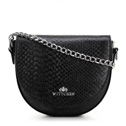 Damska torebka saddle bag ze skóry croco czarno - srebrna 99-4E-021-1S