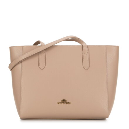 Damska torebka shopper ze skóry beżowa 100-4E-602-9