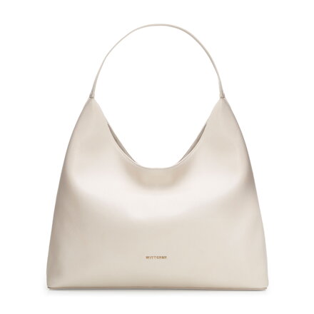 Damska torebka typu hobo ze skóry naturalnej kremowa 102-4E-605-0