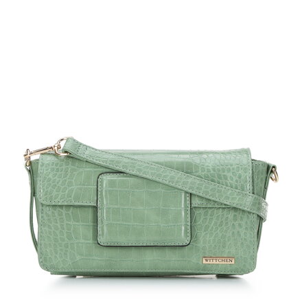 Damska torebka z geometrycznym zapięciem zielona 94-4Y-410-Z