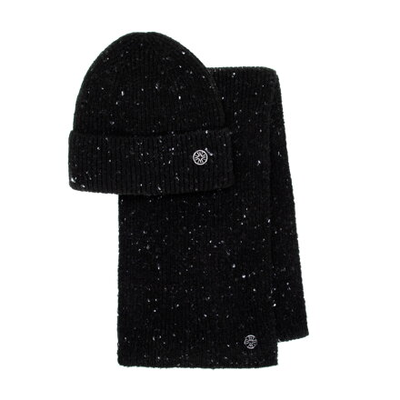 Damski komplet zimowy – czapka i szalik czarny 101-SF-211-1