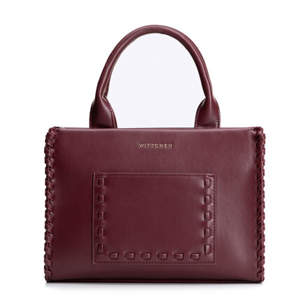 Damski kuferek z imitacji skóry z dekoracyjną plecionką bordowy 101-4Y-400-3