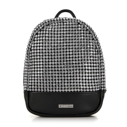 Damski miniplecak z kryształkami srebrny 98-4Y-022-S
