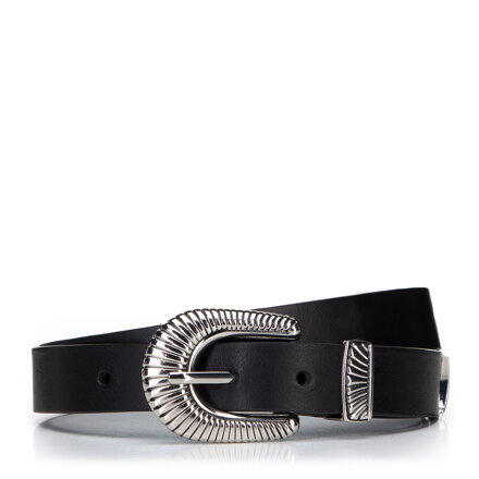 Damski pasek skórzany z klamrą tłoczoną w ozdobny wzór 97-8D-921-1