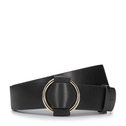 Damski pasek skórzany z kółkiem czarny 94-8D-905-1