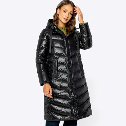 Damski płaszcz puchowy pikowany czarny 99-9D-401-1