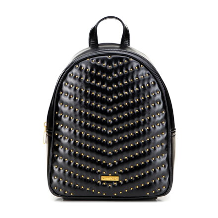 Damski plecak z imitacji skóry z dżetami czarno - złoty 101-4Y-425-1G