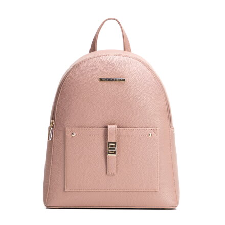 Damski plecak z imitacji skóry z kieszenią na przodzie różowy 29-4Y-003-B55