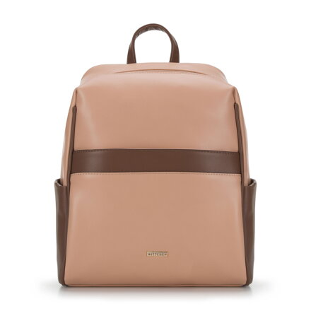 Damski plecak z poziomym paskiem beżowo-brązowa 94-4Y-506-5