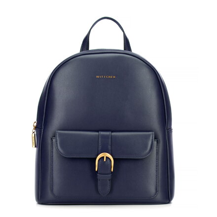 Damski plecak ze skóry naturalnej z kieszenią na przodzie granatowy 101-4E-602-7