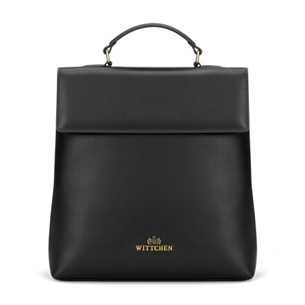 Damski plecak ze skóry naturalnej z klapą czarny 101-4E-200-1