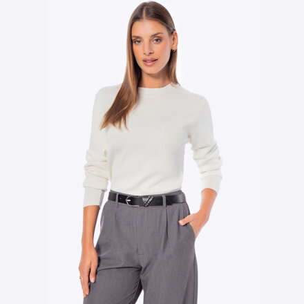 Damski sweter z wiskozy i nylonu kremowy D0-99-106-0