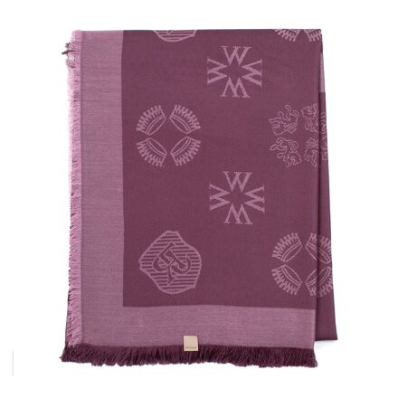 Chusta damska z bambusem tkany w monogram fioletowa 97-7D-002-V
