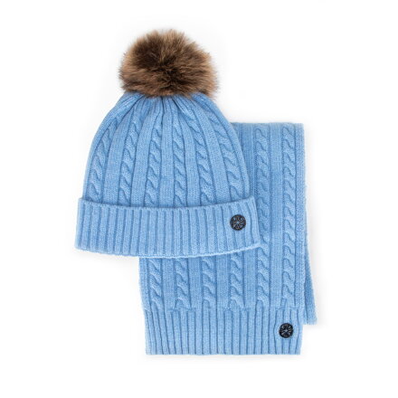 Damski zestaw zimowy z wełną niebieski 101-SF-500-7